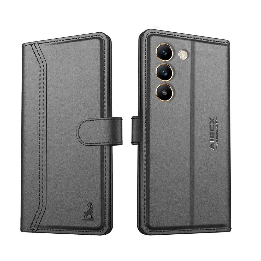 Vivo Y200E 5G / Vivo T3 5G Aibex PU Leather Flip Cover Foldable Stand & Pocket Magnetic Closure - Aibex